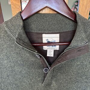 Refectory British Inspired Henley Sweater Zipper/Buttons Men XL  GREEN Vintage